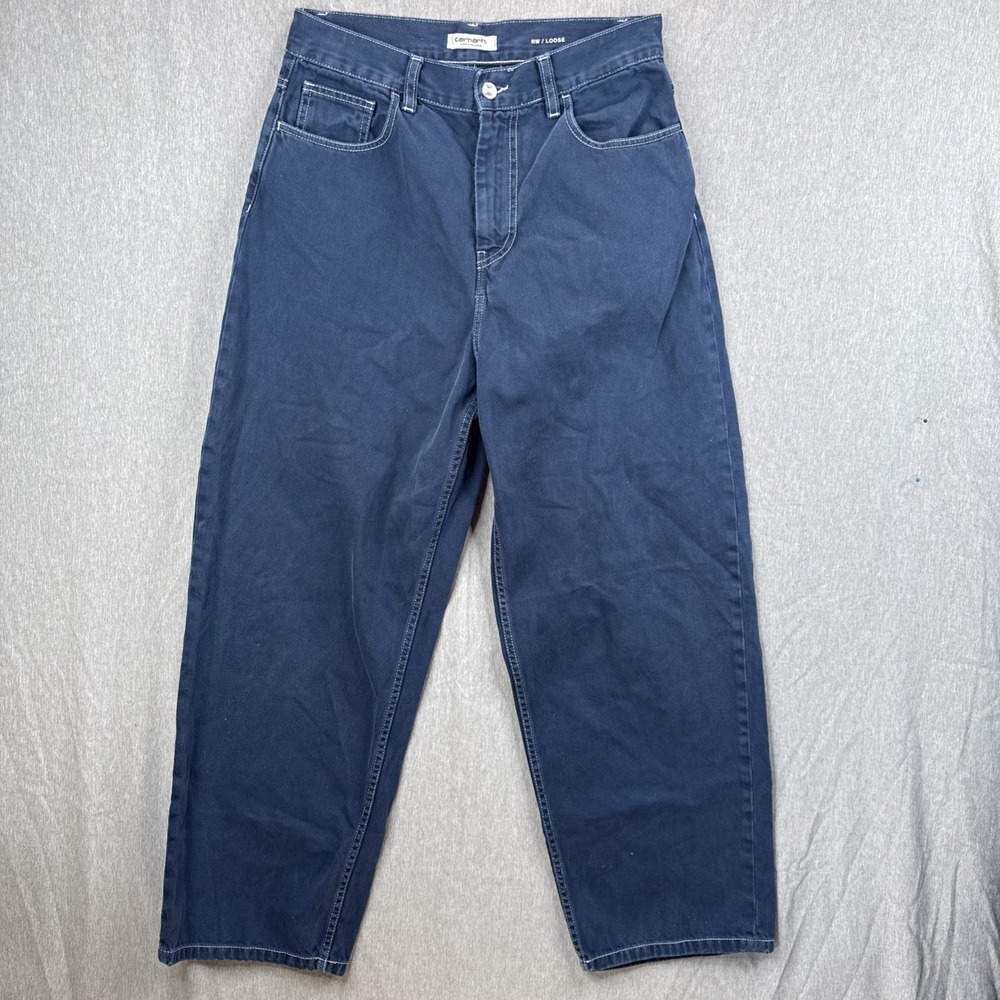 Carhartt Work In Progress WIP Womens Small Brandon Pant Indigo Loose Fit Blue
